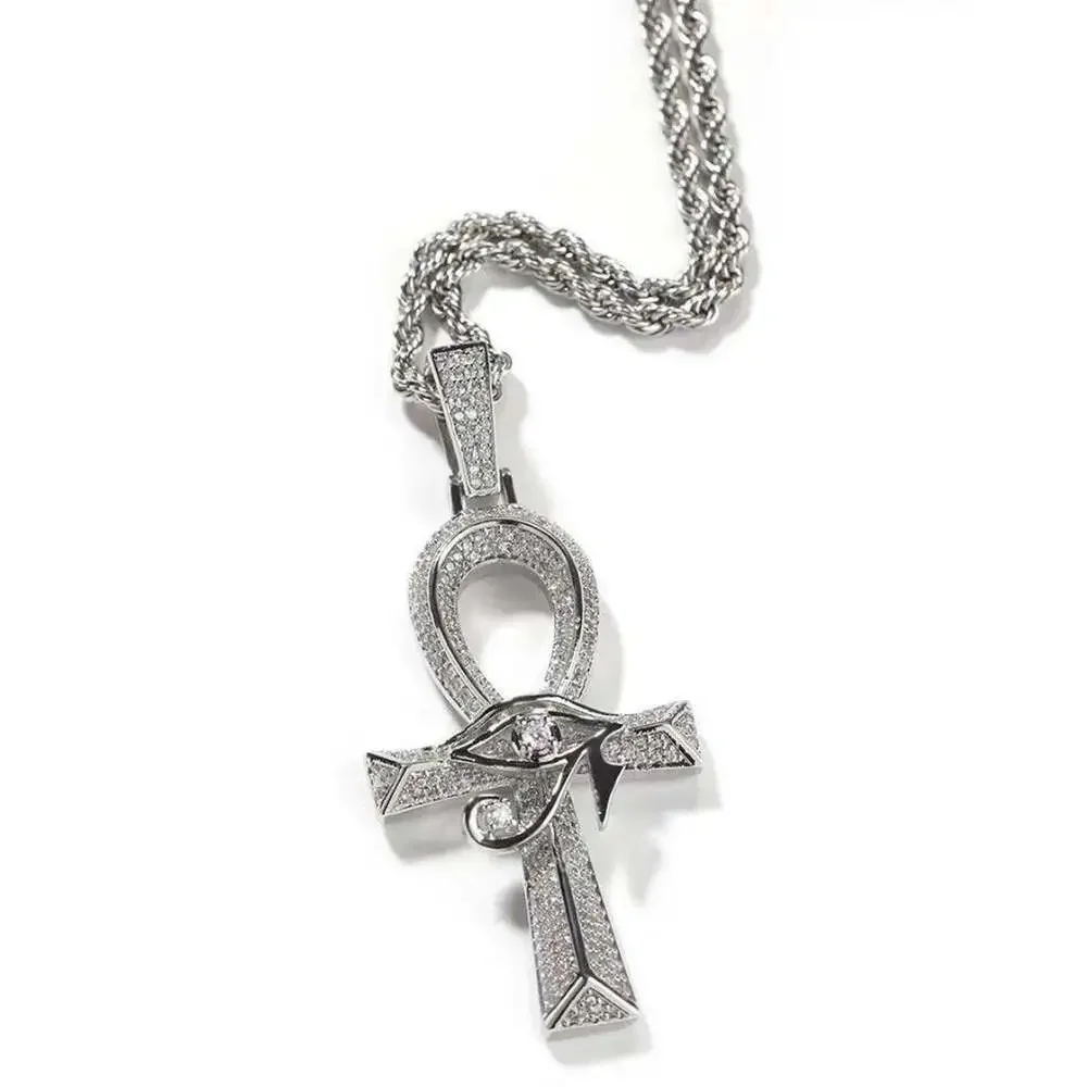 Silver Ankh Cross Pendant With 14 Ad